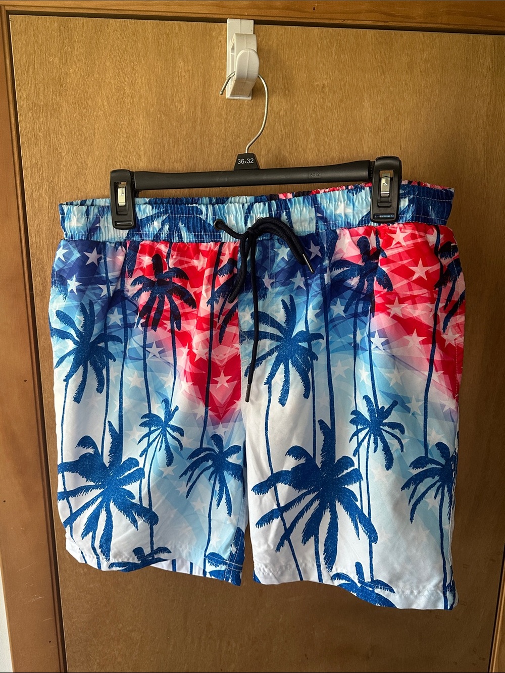 Men's Swim Trunks in Red, Blue & White. Size large (36/38) 
Worn once!